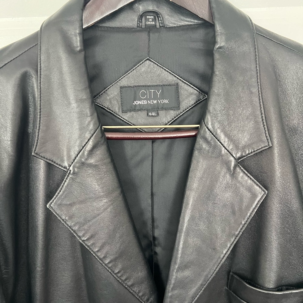 Jones New York Men’s Black Leather Jacket - Size 44L (New without tags) - Picture 3 of 7